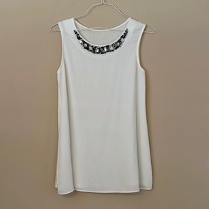 White Gem Collar Tank